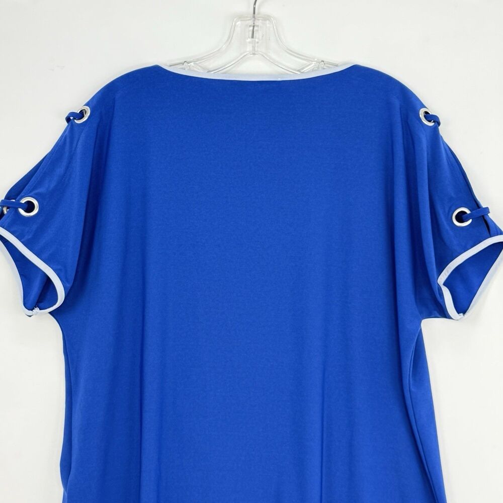 Coconut Row Palm Beach Royal Blue Short Sleeve Women's Top Médium - Picture 4 of 16